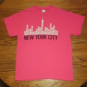 🏙️ 🍎 NYC New York City Pink Shirt Skyline Empire